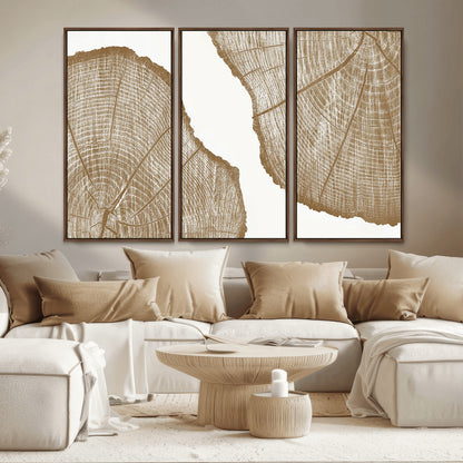 99692-MGV-CV-36X24-Tree Ring Linocut Wall Art Canvas Print, Framed Wood Cut Art Picture Print, Tree Rings Perfect Minimalist Rustic Decor Artwork