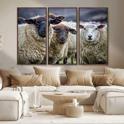 18418-MGV-CV-36X24-Sheep Wall Art Canvas Print, Framed Farmhouse Sheep Art Picture Print, Sheep Herd Perfect Rustic Farmhouse Decor Artwork