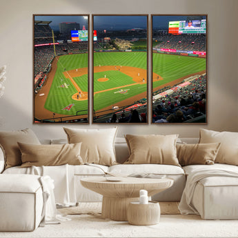 93707-MGV-CV-36X24-Los Angeles Stadium Wall Art Canvas Print, Framed Angel Stadium Field Art Picture Print, Anaheim Stadium Perfect Sports Room Decor