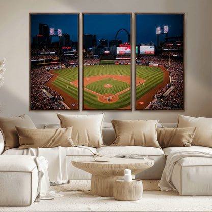 38612-MGV-CV-36X24-Busch Stadium Wall Art Canvas Print, Framed Missouri Stadium Art Picture Print, Busch Stadium Field Perfect Sports Room Decor