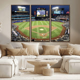 87666-MGV-CV-36X24-City Field Stadium Wall Art Canvas Print, Framed New York Stadium Art Picture Print, Citi Field Stadium Perfect Sport Room Decor