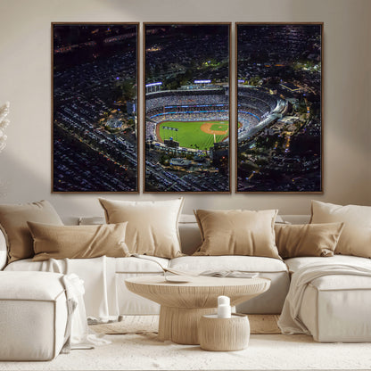 16515-MGV-CV-36X24-Dodgers Stadium Wall Art Canvas Print, Framed Baseball Stadium Art Picture Print, Dodgers Field Perfect Sport Room Decor Artwork