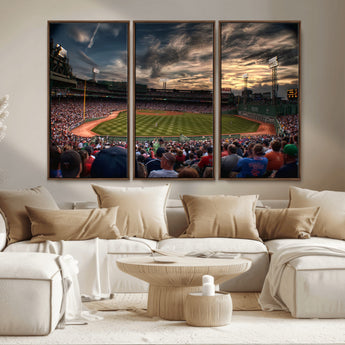 53432-MGV-CV-36X24-Fenway Park Stadium Wall Art Canvas Print, Framed Boston Baseball Stadium Art Picture Print, Massachusetts Fenway Park Perfect