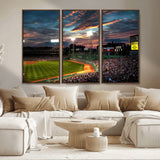 66781-MGV-CV-36X24-Baseball Stadium Wall Art – Canvas Print Evening Game Field Packed Crowd Sunset Sky Sports Photography, Dynamic Decor for Game