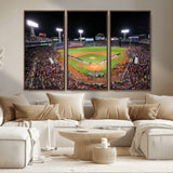 47365-MGV-CV-36X24-Fenway Park Stadium Wall Art Canvas Print, Framed Boston Baseball Stadium Art Picture Print, MLB Stadium Field Perfect Sport Room