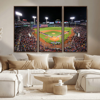 47365-MGV-CV-36X24-Fenway Park Stadium Wall Art Canvas Print, Framed Boston Baseball Stadium Art Picture Print, MLB Stadium Field Perfect Sport Room