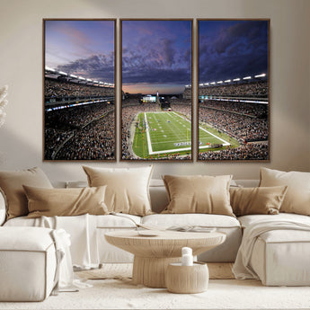 52712-MGV-CV-36X24-Gillette Stadium Field Wall Art Canvas Print, Framed Massachusetts Stadium Art Picture Print, Gillette Stadium Perfect Sport Room