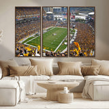 51419-MGV-FC-48X32-3P_Walnut-Heinz Field Wall Art Canvas Print, Framed Pittsburgh Stadium Field Art Picture Print, Heinz Stadium Field Perfect Sports Room