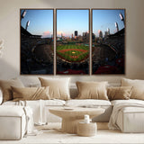 67670-MGV-FC-48X32-3P_Walnut-PNC Park Stadium Wall Art Canvas Print, Framed Pittsburgh Pirates Stadium Art Picture Print, PNC Park Field Perfect Sport Room
