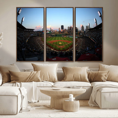 67670-MGV-CV-36X24-PNC Park Stadium Wall Art Canvas Print, Framed Pittsburgh Pirates Stadium Art Picture Print, PNC Park Field Perfect Sport Room
