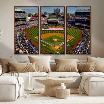 20879-MGV-CV-36X24-Yankee Stadium Wall Art Canvas Print, Framed New York Stadium Art Picture Print, Yankee Field Perfect Sport Room Decor Artwork