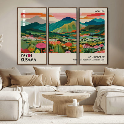 54215-MGV-CV-36X24-Yayoi Kusama Wall Art – Panoramic Japanese Landscape Canvas Print, Modern Abstract Nature Decor for Office, Bedroom or Living Room