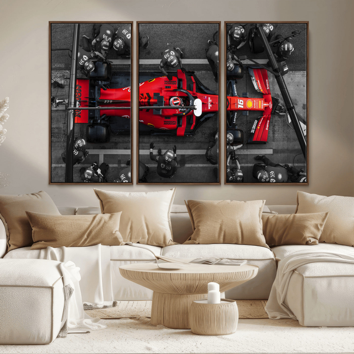 99356-MGV-CV-36X24-Ferrari Pit Stop Wall Art – Formula 1 Racing Car Canvas Print, Red Speed Machine Motorsport Decor for Office, Garage, Man Cave or