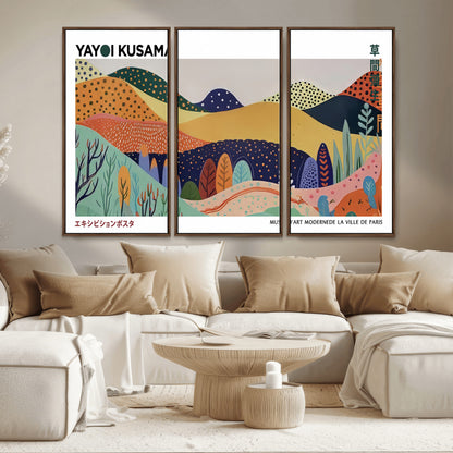 66936-MGV-CV-36X24-Kusama Wall Art – Vibrant Abstract Hills Canvas Print, Japanese Modern Landscape Poster for Living Room, Office, Studio or