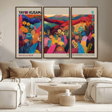 70959-MGV-CV-36X24-Yayoi Kusama Inspired Wall Art – Bold Floral Landscape Canvas Print, Vibrant Modern Abstract Poster for Living Room, Bedroom, or