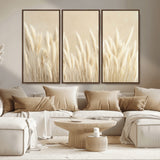 81444-MGV-CV-36X24-Pampas Grass Wall Art Canvas Print, Framed Beige Pampas Grass Art Picture Print, Minimalist Beige Perfect Minimalist Nature Decor