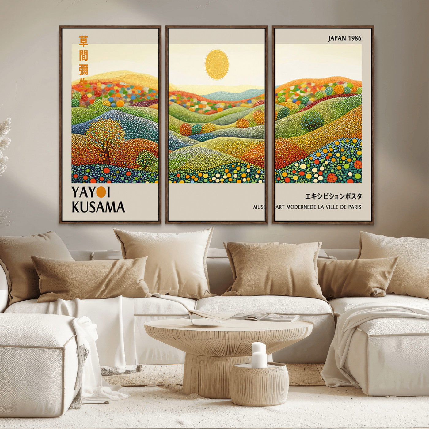 33864-MGV-CV-36X24-Pointillism Yayoi Wall Art Canvas Print, Framed Yayoi Kusama Art Picture Print, Yayoi Kusama Dot Perfect Abstract Nature Decor