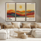 88180-MGV-CV-36X24-Yayoi Kusama Landscape Wall Art – Abstract Dotted Mountain Canvas Print, Retro Sun Poster for Modern Living Room, Office or