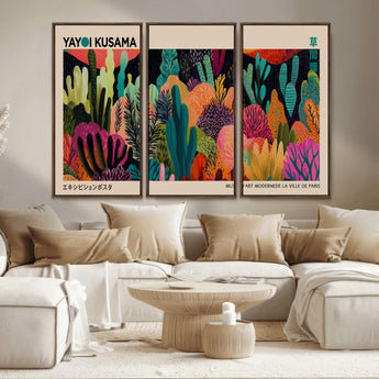 45711-MGV-CV-36X24-Yayoi Kusama Wall Art Canvas Print, Framed Abstract Yayoi Kusama Art Picture Print, Japanese Wabi Sabi Perfect Modern Abstract