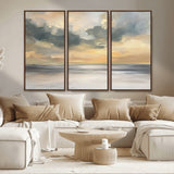 45544-MGV-CV-36X24-Ocean Sunset Wall Art – Serene Seascape Canvas Print with Golden Sky and Calm Water, Coastal Beach Artwork for Living Room,
