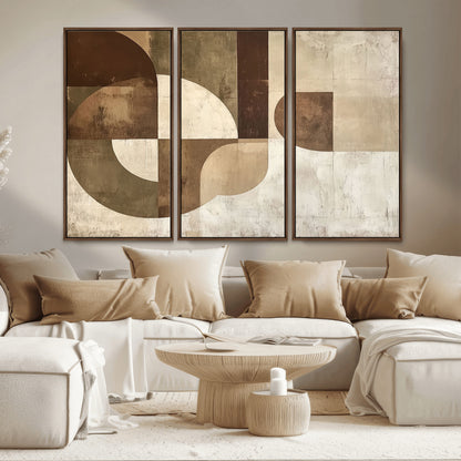 59767-MGV-CV-36X24-Abstract Geometric Shapes Wall Art – Modern Minimalist Canvas Print, Neutral Brown Beige Tan Artwork for Living Room, Bedroom,