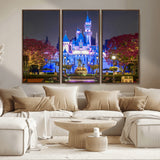 66710-MGV-CV-36X24-Enchanted Castle Wall Art – Magical Night Scene Canvas Print with Glowing Lights, Fantasy Architecture Artwork for Living Room,