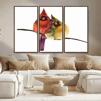 67752-MGV-CV-36X24-Cardinal Couple Wall Art – Male and Female Cardinal Canvas Print, Romantic Bird Artwork for Nature Lovers, Living Room, Bedroom,