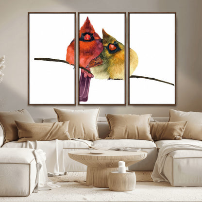 67752-MGV-CV-36X24-Cardinal Couple Wall Art – Male and Female Cardinal Canvas Print, Romantic Bird Artwork for Nature Lovers, Living Room, Bedroom,