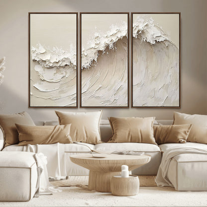 45175-MGV-CV-36X24-Textured Wave Wall Art Canvas Print, Framed Minimal Seascape Art Picture Print, Elegant Wave Perfect Modern Coastal Decor Artwork