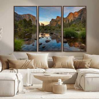55893831-MGV-FC-48X32-3P_Walnut-Yosemite Valley Wall Art Canvas Print, Framed El Capitan Art Picture Print, Sierra Landspace Perfect Rustic Nature Decor Artwork