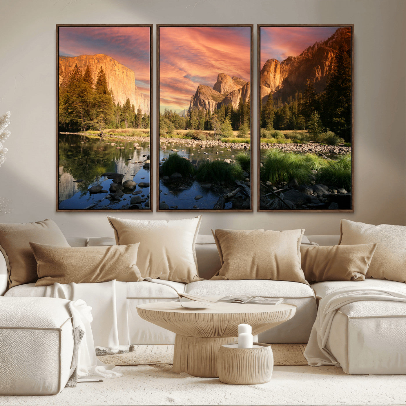 31199457-MGV-CV-36X24-Yosemite Valley Wall Art Canvas Print, Framed El Capitan Art Picture Print, Sunset Sky Perfect Vibrant Western Decor Artwork