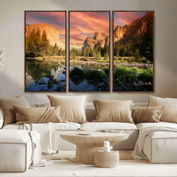 31199457-MGV-CV-36X24-Yosemite Valley Wall Art Canvas Print, Framed El Capitan Art Picture Print, Sunset Sky Perfect Vibrant Western Decor Artwork