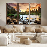 90956031-MGV-CV-36X24-Yosemite Valley Wall Art – Scenic Mountain River Landscape Canvas Print, Nature Photography for Living Room, Bedroom, Cabin,