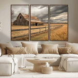 26821575-MGV-CV-36X24-Old Barn Wall Art Canvas Print, Framed Rustic Barn Art Picture Print, Moody Farm Perfect Rustic Farmhouse Decor Artwork