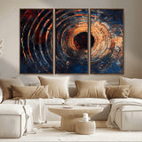 10017879-MGV-CV-36X24-Wood Tree Ring Wall Art Canvas Print, Framed Natural Wood Art Picture Print, Rustic Tree Slice Perfect Rustic Decor Artwork