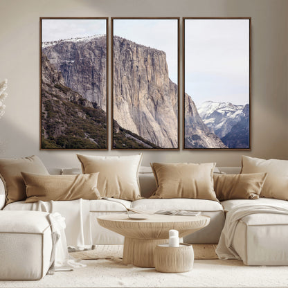 74506434-MGV-CV-36X24-El Capitan Wall Art Canvas Print, Framed Yosemite Cliff Art Picture Print, Sierra Nevada Perfect Sierra Minimalism Decor Artwork
