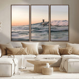 58502923-MGV-CV-36X24-Wave Rider Wall Art Canvas Print, Framed Ocean Wave Art Picture Print, Riding Surf Perfect Sunset Surf Decor Artwork