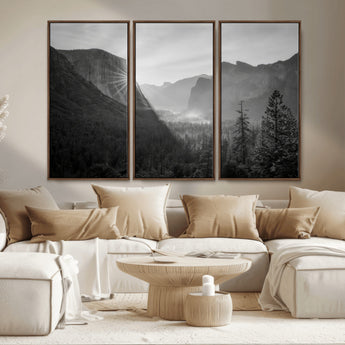 39278955-MGV-CV-36X24-Yosemite Valley Wall Art Canvas Print, Framed El Capitan Art Picture Print, Misty Mountain Perfect Modern Rustic Decor Artwork