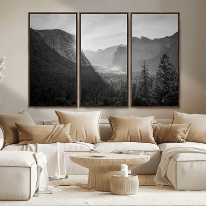 39278955-MGV-CV-36X24-Yosemite Valley Wall Art Canvas Print, Framed El Capitan Art Picture Print, Misty Mountain Perfect Modern Rustic Decor Artwork
