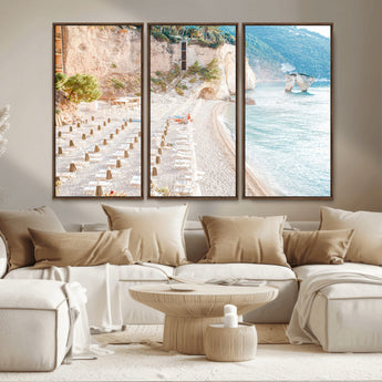 84816639-MGV-CV-36X24-Mediterranean Beach Wall Art Canvas Print, Framed Airy Coastal Art Picture Print, Summer Shore Perfect Coastal Retreat Decor
