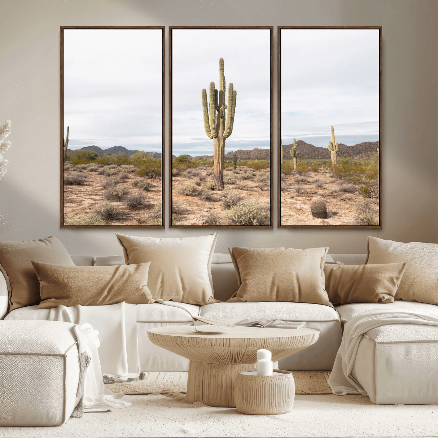 96147924-MGV-CV-36X24-Saguaro Cactus Wall Art Canvas Print, Framed Desert Cactus Art Picture Print, Earthy Desert Perfect Southwestern Boho Decor