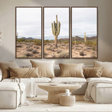 96147924-MGV-CV-36X24-Saguaro Cactus Wall Art Canvas Print, Framed Desert Cactus Art Picture Print, Earthy Desert Perfect Southwestern Boho Decor