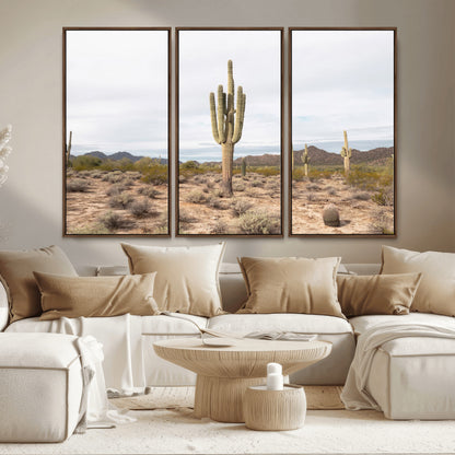 96147924-MGV-CV-36X24-Saguaro Cactus Wall Art Canvas Print, Framed Desert Cactus Art Picture Print, Earthy Desert Perfect Southwestern Boho Decor