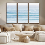 77145995-MGV-CV-36X24-Ocean Simplicity Wall Art Canvas Print, Framed Surfer on Water Art Picture Print, Light Blue Perfect Coastal Minimalist Decor