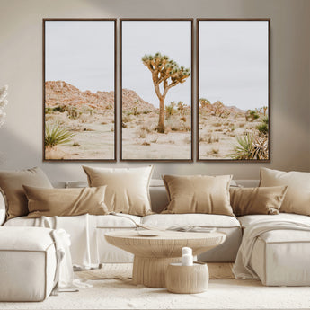 67109959-MGV-CV-36X24-Joshua Tree Wall Art Canvas Print, Framed Neutral Desert Art Picture Print, Earthy Landscape Perfect Neutral Boho Decor Artwork