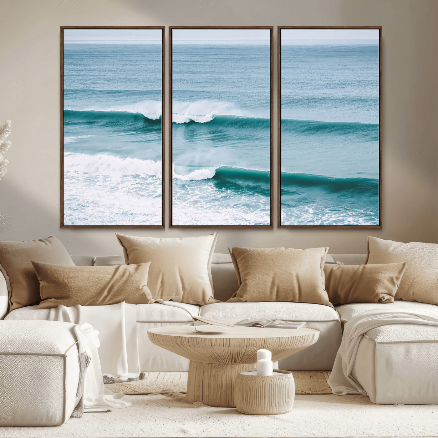 73692470-MGV-CV-36X24-Ocean Swell Wall Art Canvas Print, Framed Surf Waves Art Picture Print, Blue Water Perfect Coastal Dynamic Decor Artwork