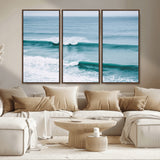 73692470-MGV-CV-36X24-Ocean Swell Wall Art Canvas Print, Framed Surf Waves Art Picture Print, Blue Water Perfect Coastal Dynamic Decor Artwork