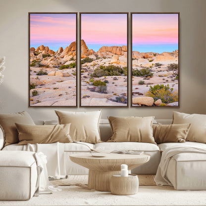 96167137-MGV-CV-36X24-Vibrant Sunset Sky Wall Art Canvas Print, Framed Joshua Tree Art Picture Print, Rugged Terrain Perfect Southwestern Boho Decor