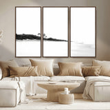 29611516-MGV-CV-36X24-Black White Beach Wall Art Canvas Print, Framed Palm Trees Art Picture Print, Monochrome Tropical Perfect Minimalist Coastal Decor