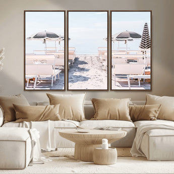 67623952-MGV-CV-36X24-Minimalist Beach Wall Art Canvas Print, Framed Pastel Sand Art Picture Print, Beach Aesthetic Perfect Coastal Minimalist Decor